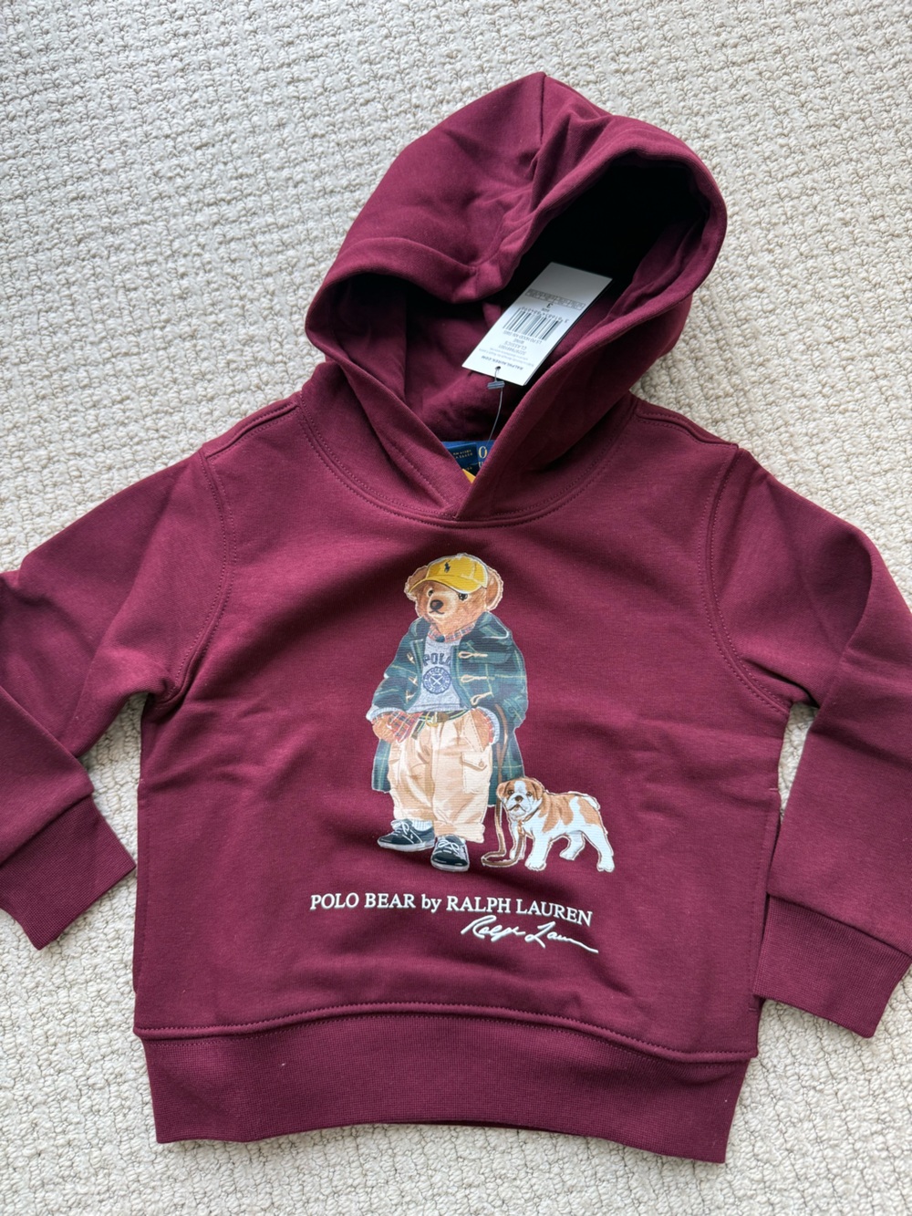 Polo by Ralph Lauren Kids' Burgundy Bear Hoodie - Size 3T